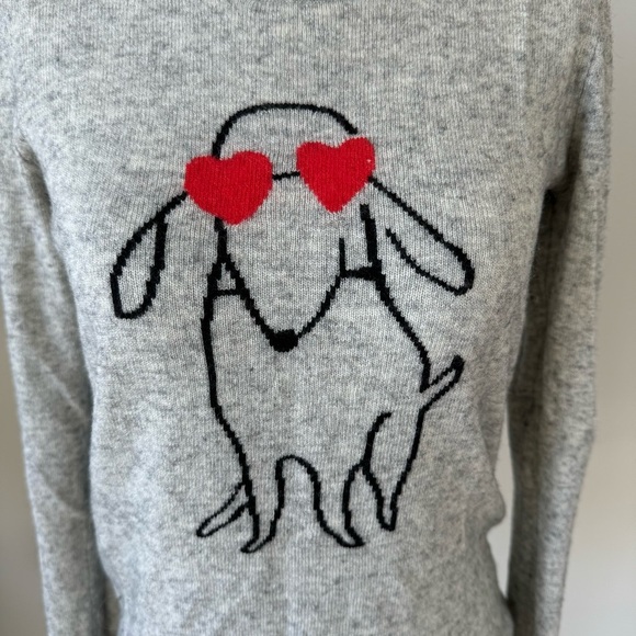 Rare! J. Crew Wool Dog w/ Heart Shaped Eyes Crew Neck Sweater - Valentines Day - Picture 2 of 7